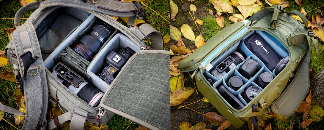 My two backpacks. One for just a camera and a couple of lenses, the other one for a lot of equipment and spare room for extra clothing and lunch.