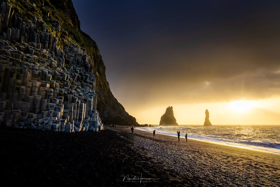 The famous Black Beach at Vik, Iceland. Many photographers who placed their backpack down were surprised by sneaker waves. In those places a backpack may not be the best choice.