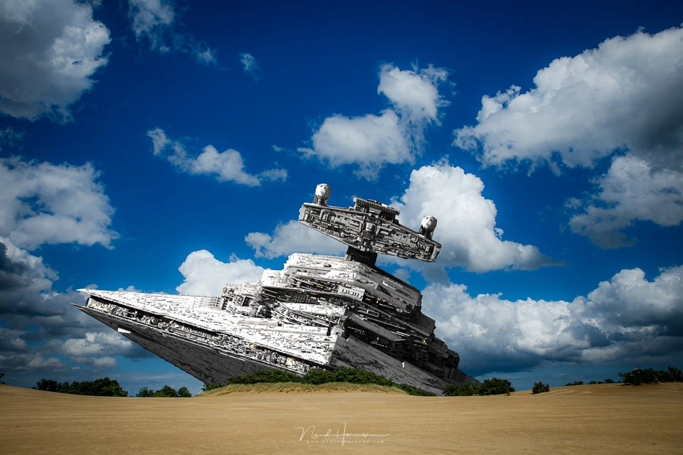 The Empire crashed a Star Destroyer. I learned masking, and practiced for&nbsp;matching light and color tone.&nbsp;