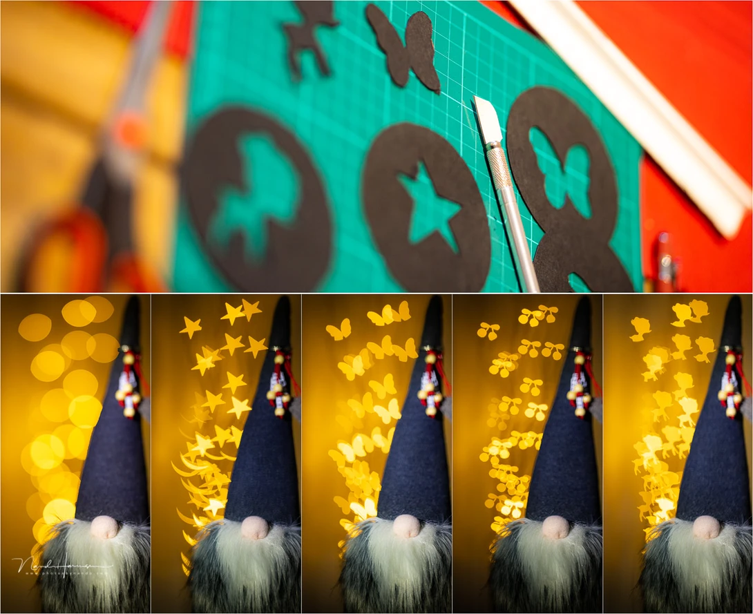 If you're feeling creative, you can shape the bokeh of your lens by placing all sorts of cut-out shapes in front of your lens.