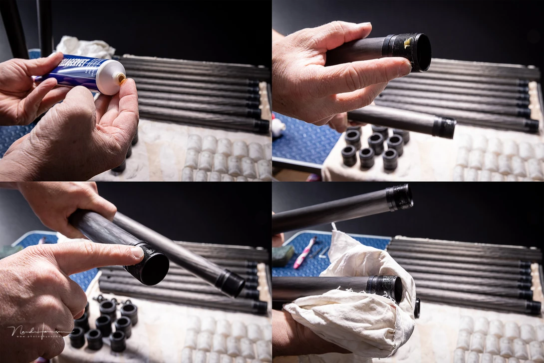 Use grease for the screw threads. But not too much. It is just for lubrication.