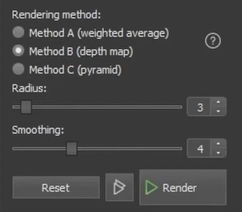 Helicon Focus Render Settings