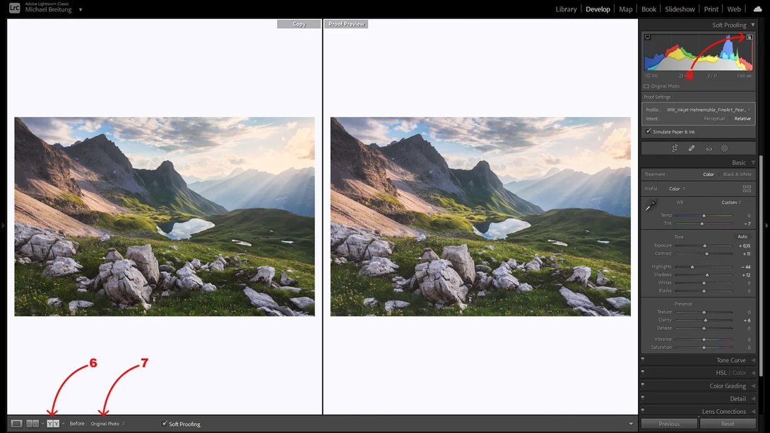 Lightroom Soft Proofing Comparison
