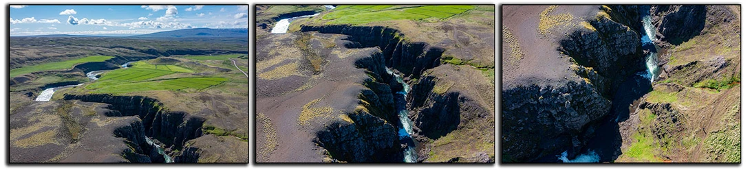 Making three horizontal orientated photos with a drone for a panorama.