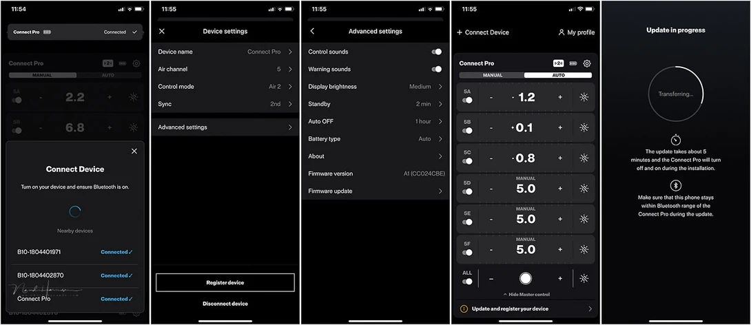 A couple of screen shots of the Profoto App.