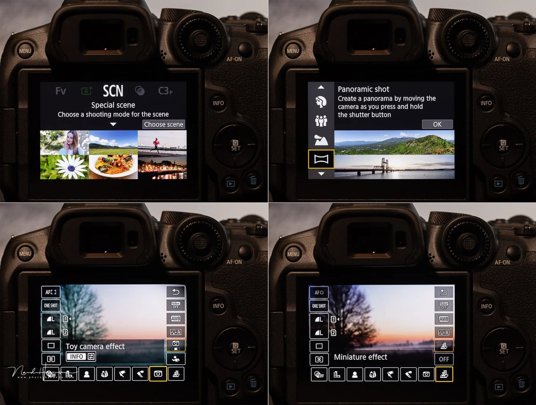 Some of the creative options that can be found on the Canon EOS R7. These feel a little bit misplaced on such a camera.