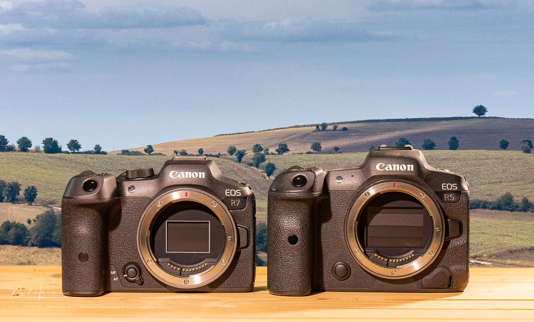 The Canon EOS R7 compared to the Canon EOS R5