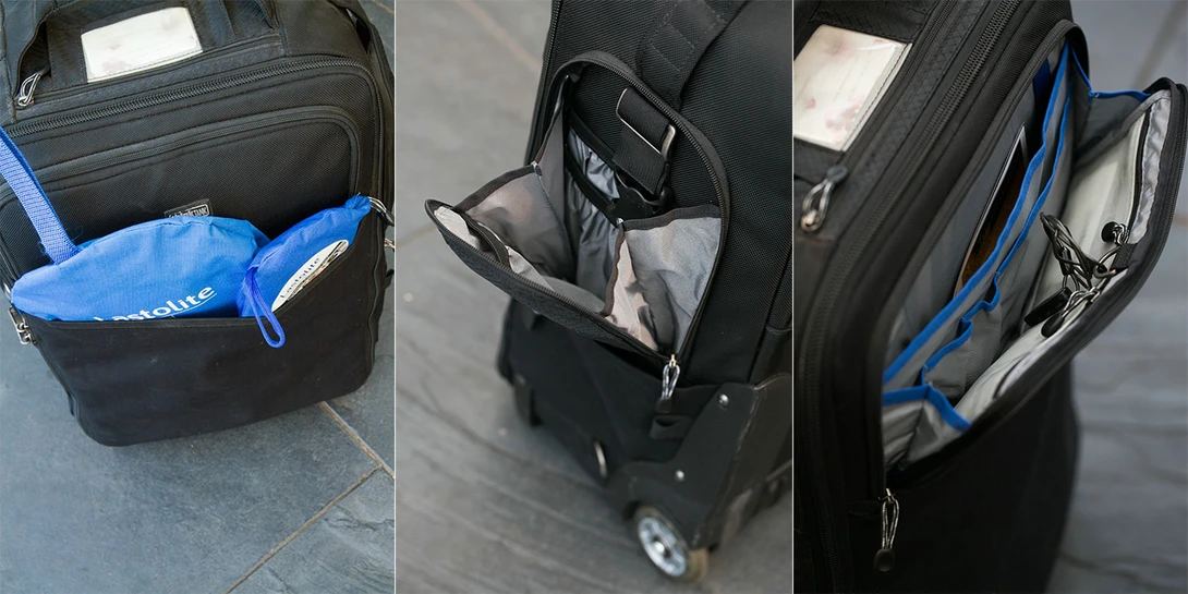 A glance at the outside pockets of the Thinktank Airport Security V2