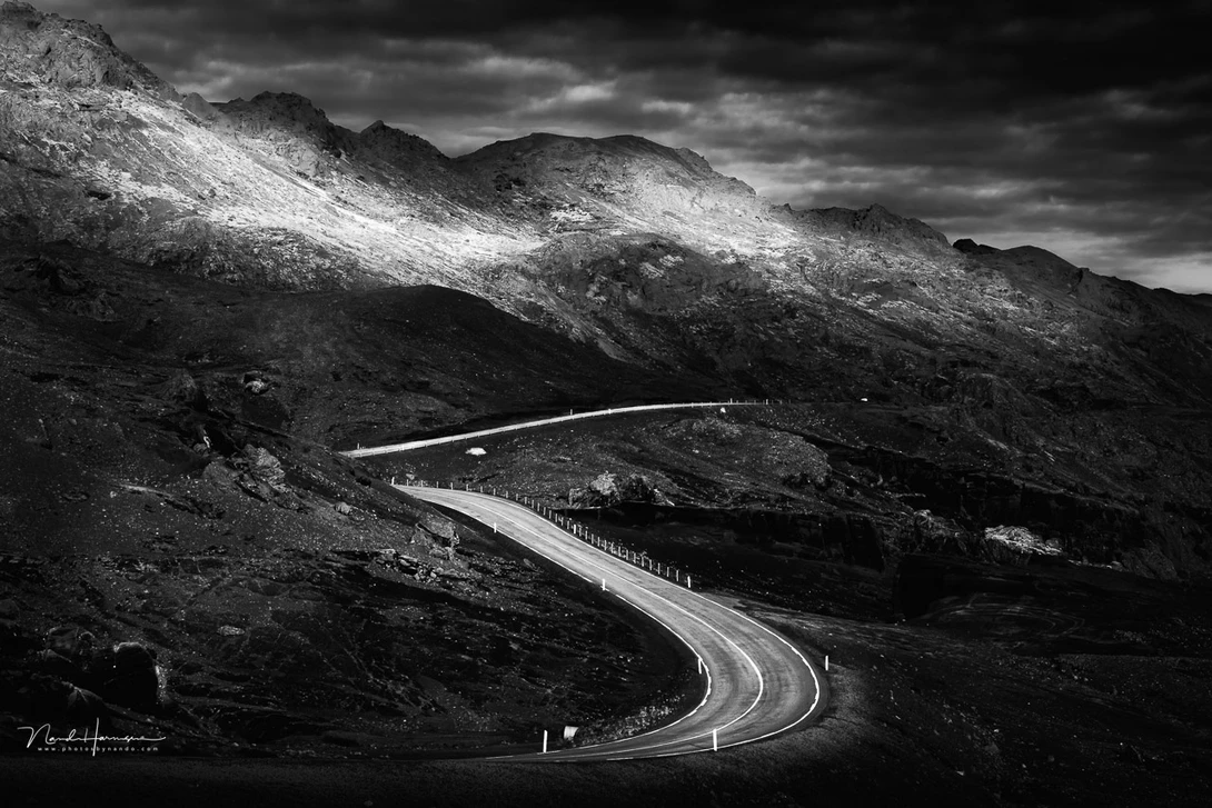 A road through Iceland. Is it less impressive without color? You'll be the judge of that.
