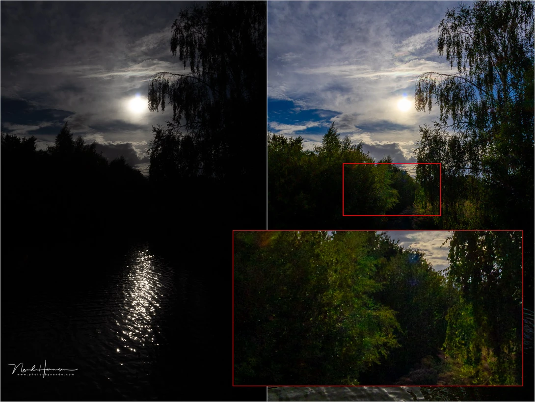 A real life example of shadow recovery, with an image exposed for the highlights.