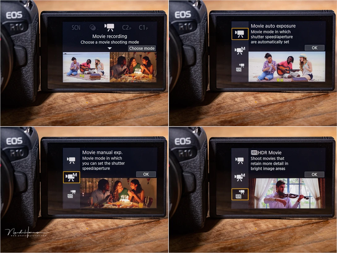 Just like photography, the EOS R10 offers a user friendly menu for movie recording. Or you can switch to the regular menu.