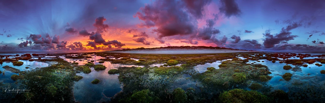 A 360 degrees panorama of a nice sunrise at the Dutch Wadden sea. But is capturing everything the best choice?