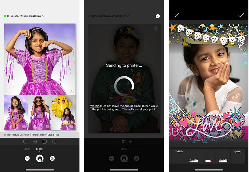 The HP Sprocket App is easy to use and provides a range of editing options and special effects.