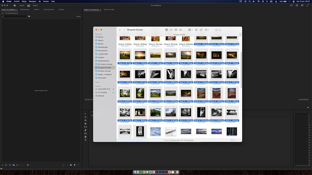 I exported the photos for my slideshow from Lightroom Classic with 2160 pixels in height.