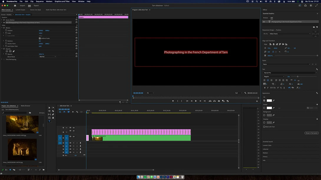 Make a title for your slide show. Use a preset or make your own unique title sequence.