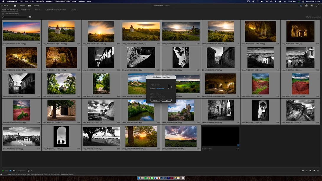 Reorder and set the display length for the photos. Five seconds is advisable.