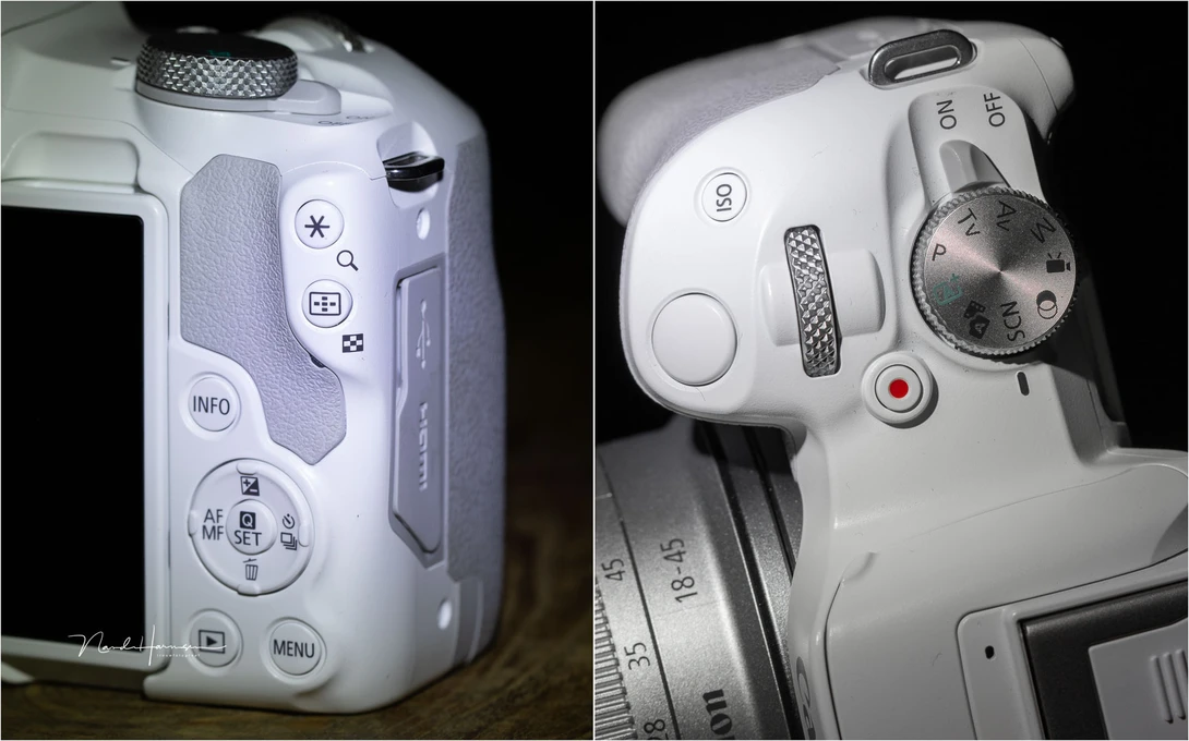 These are the buttons you have at your disposal on the Canon EOS R50