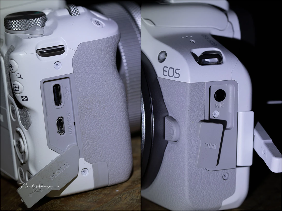Canon made a good choice to place the USB-C and micro-HDMI connections on the right hand side.