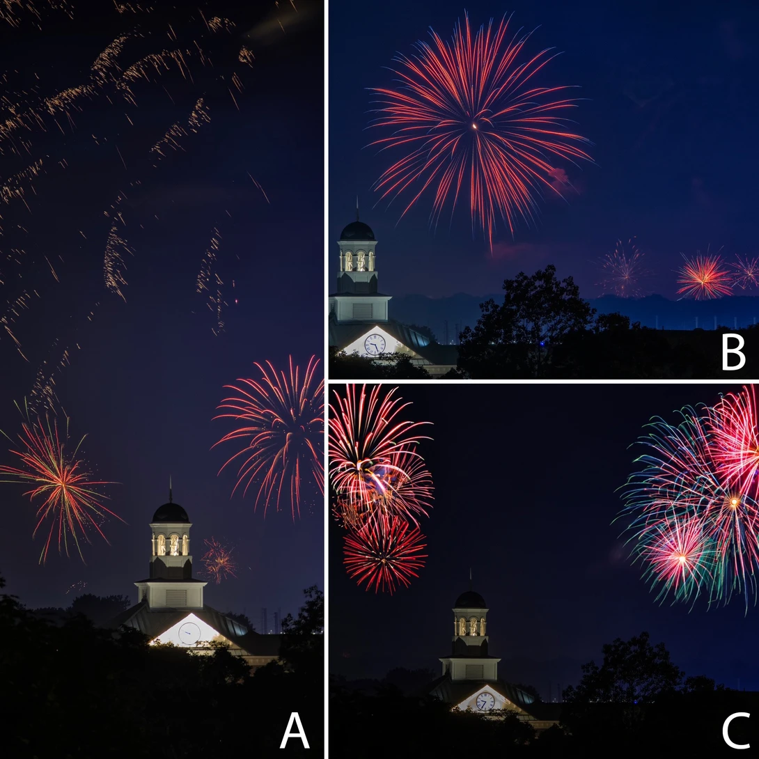 One of these photos is untouched from the camera, another is a composite, and a third utilizes AI-generated fireworks. Can you tell which one?