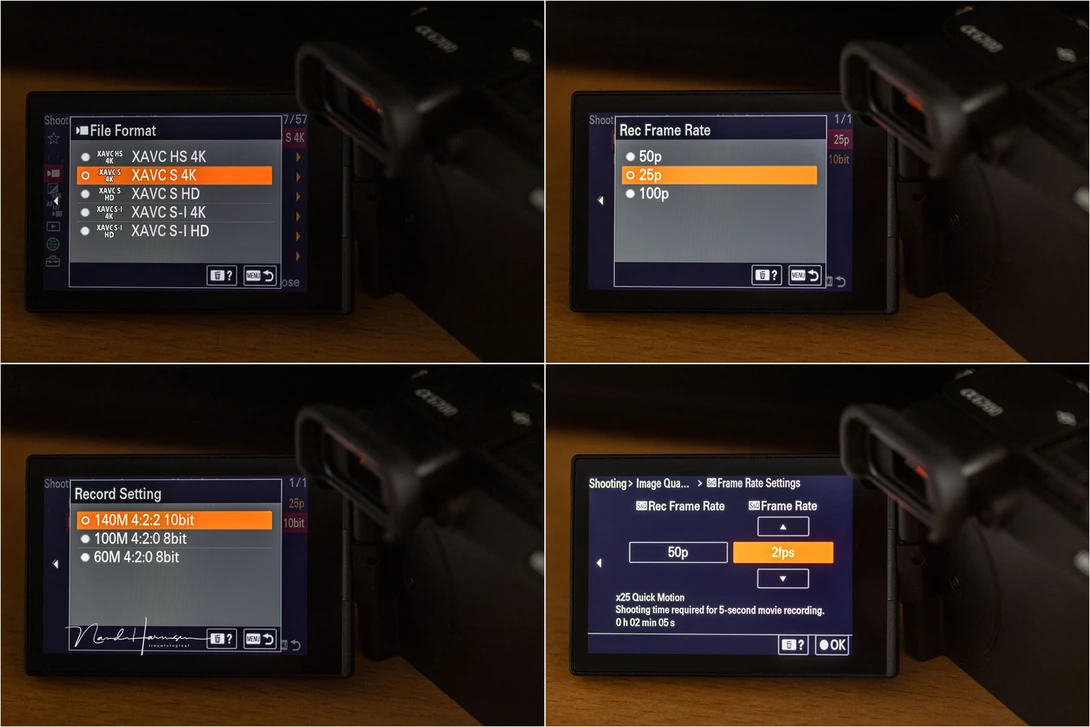 The video settings are extensive. For the best quality you need a V90-rated memory card.