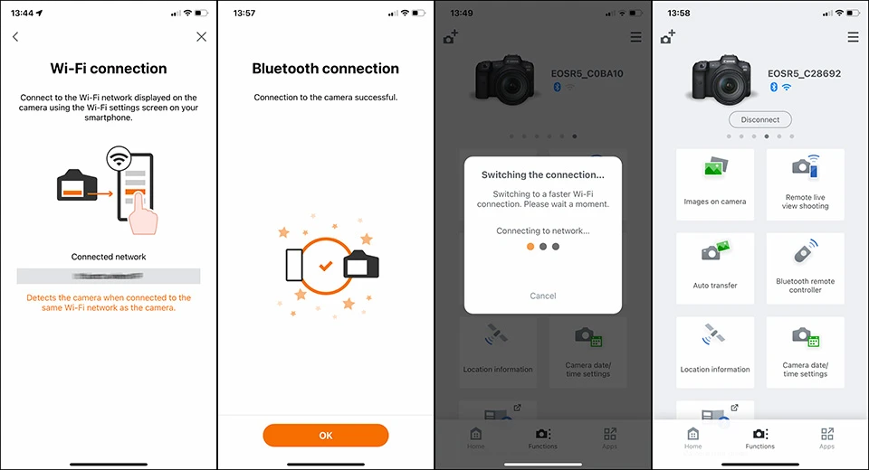 I noticed how a wireless connection between a smartphone and Canon camera works better when WiFi and Bluetooth are both enabled.&nbsp;&nbsp;