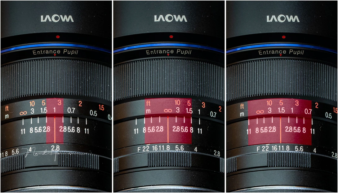 Using the depth of field scale. These are just three examples as mentioned in the text.
