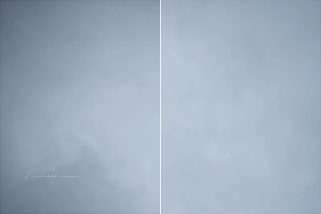 Vignetting at 35mm focal length. At the left is with aperture f/2.8, at the right with aperture f/8