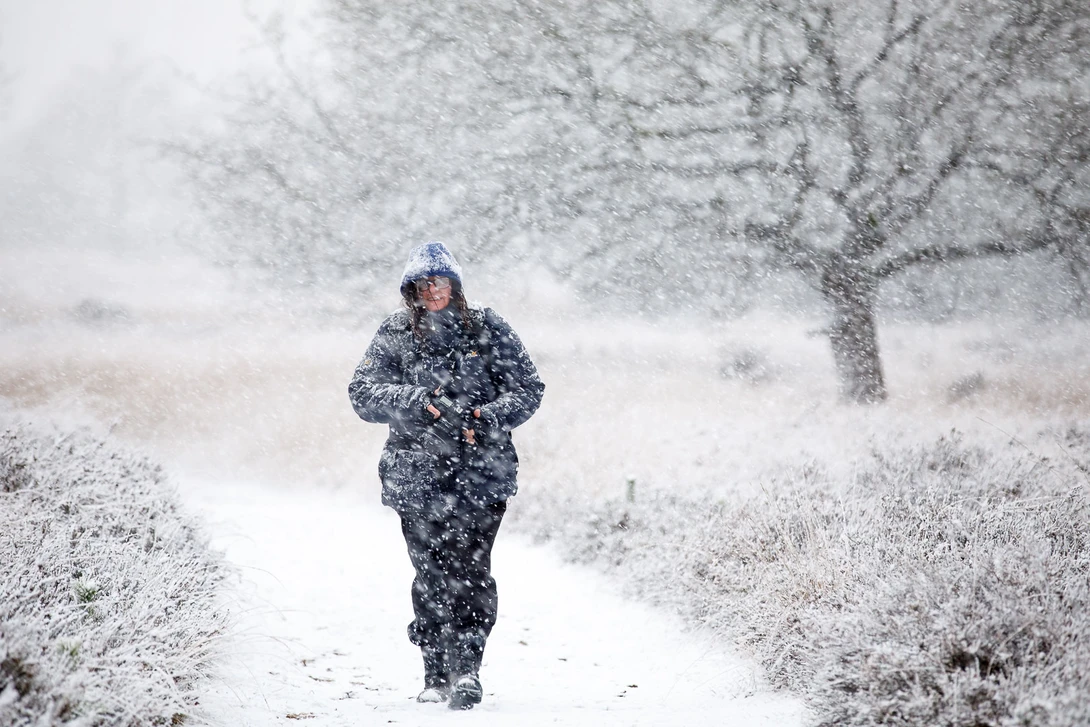 During snowfall it can be a struggle when photographing the landscape.
