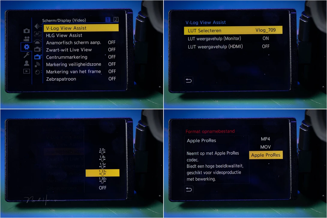 Some of the video functions built into the Lumix G9 II.&nbsp;Sorry about the Dutch menu, I forgot to set it to the English language.