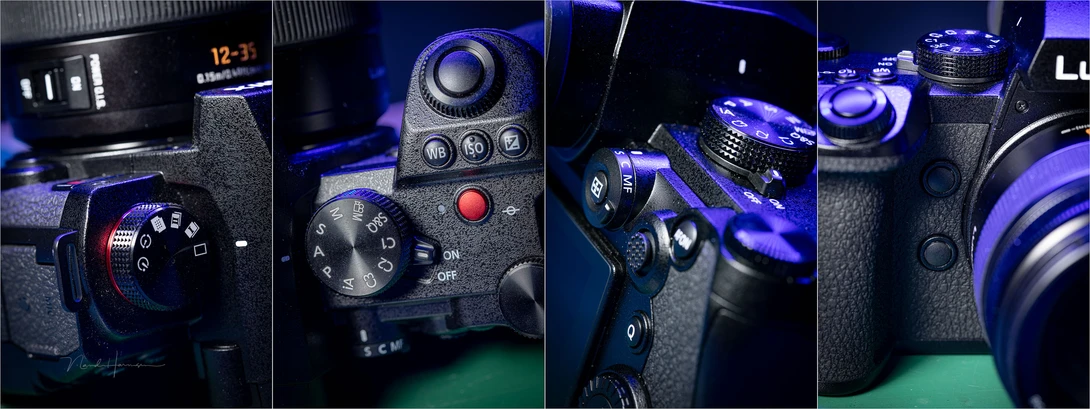 A closeup of the different dials and buttons.