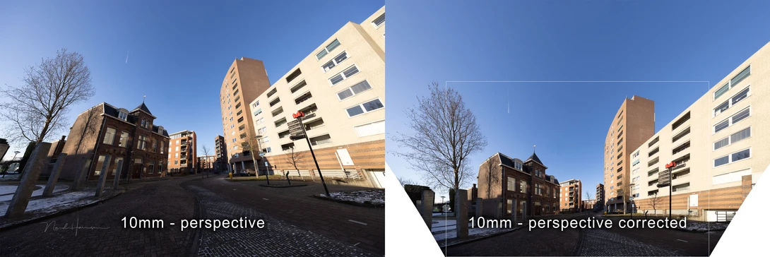 The ultra wide-angle perspective corrected. The rectangle inside is how it will be cropped.