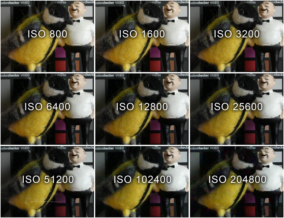 ISO performance of the Sony A7C II. The examples are crops from the unedited in-camera JPEG.