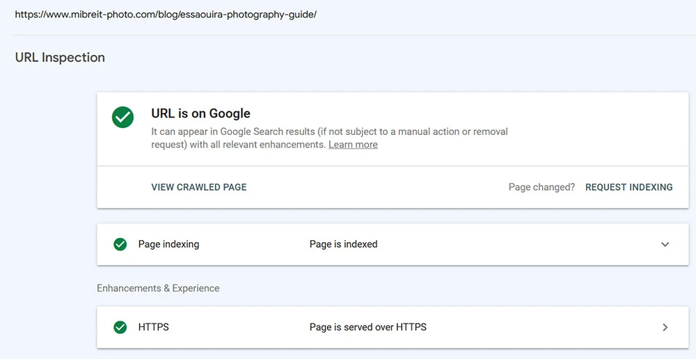 Google Search Console Indexing Request
