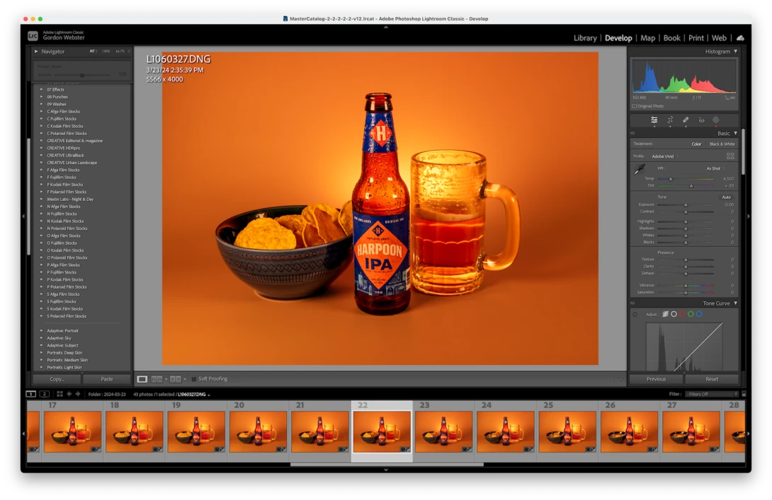 Processing the animation images in Adobe Lightroom