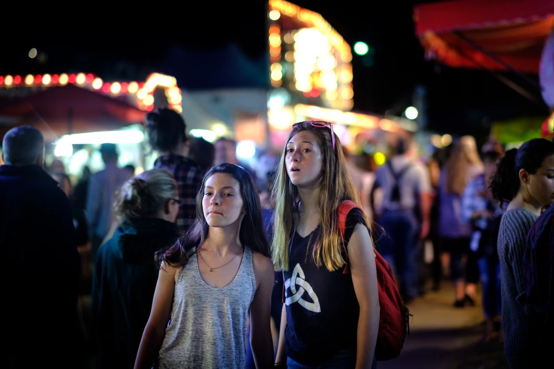 Young girls at an amusement park