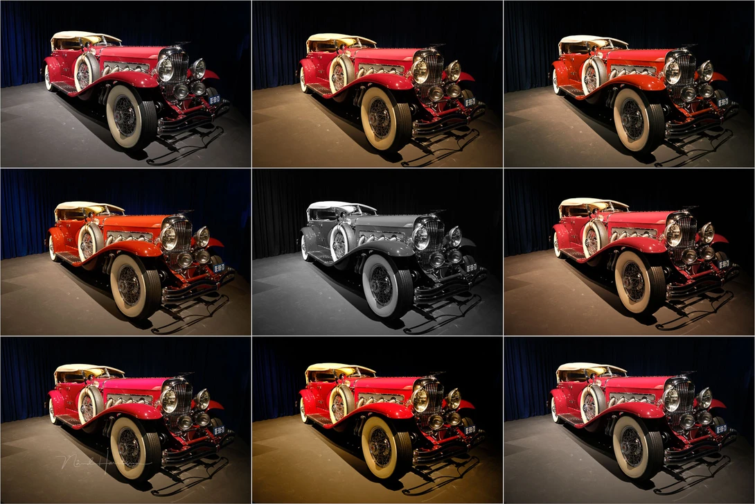 The different film simulations next to each others. These are only nine of the twenty that are available.