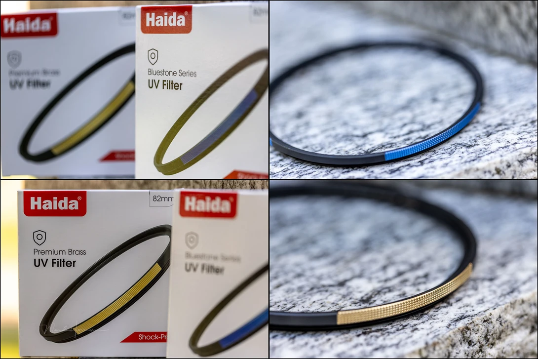 Both filters are very similar, apart from the color accent. There is difference in light transparency and the amount of coating layers.
