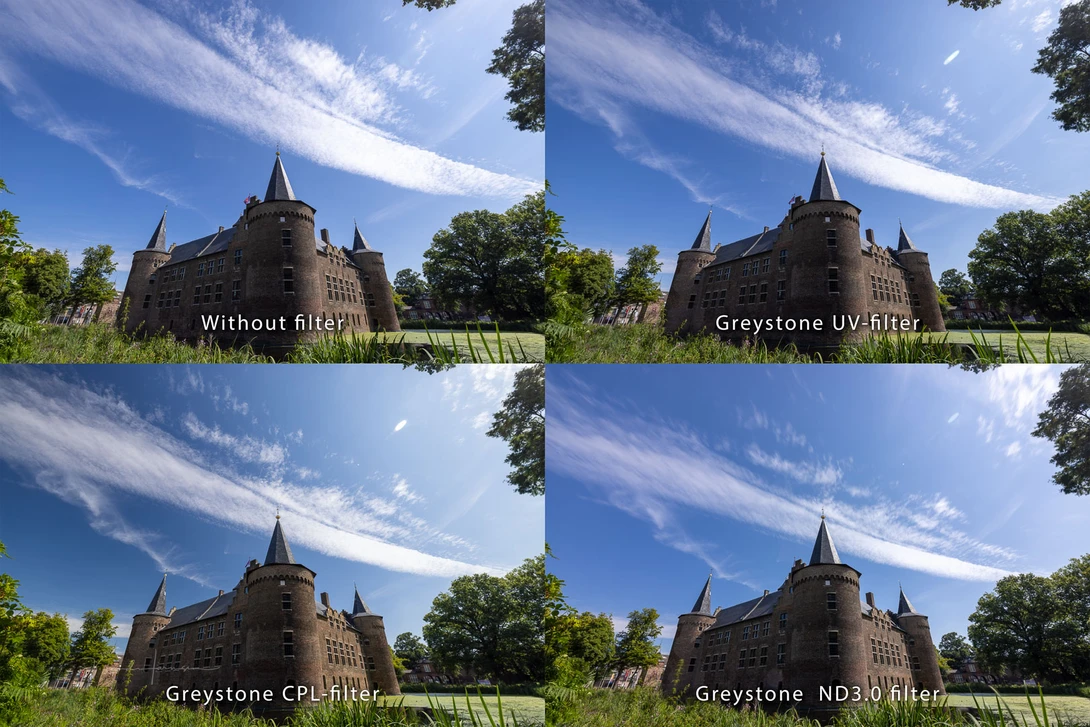 There is no color cast, except the ND 3.0 which shows a tiny amount of magenta color cast. There is a slight increase in flare in this specific situation. The filters perform well overall.