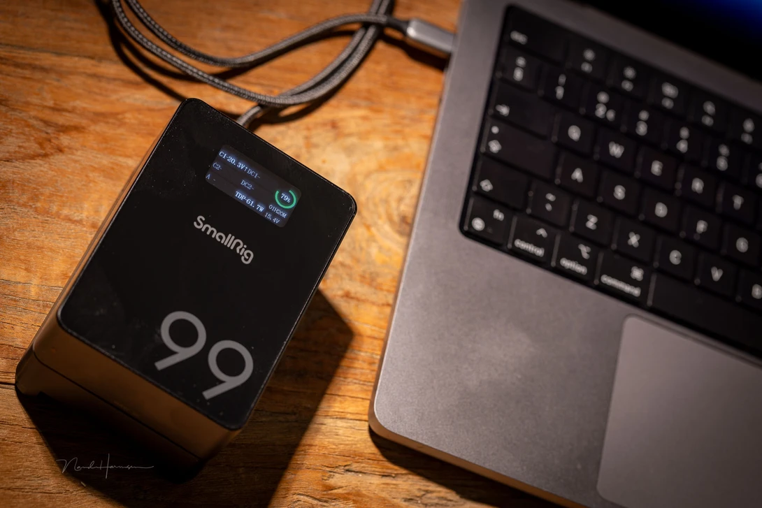 The SmallRig VB99 Pro offers enough energy to charge a 14 inch MacBook Pro 1.3 times.