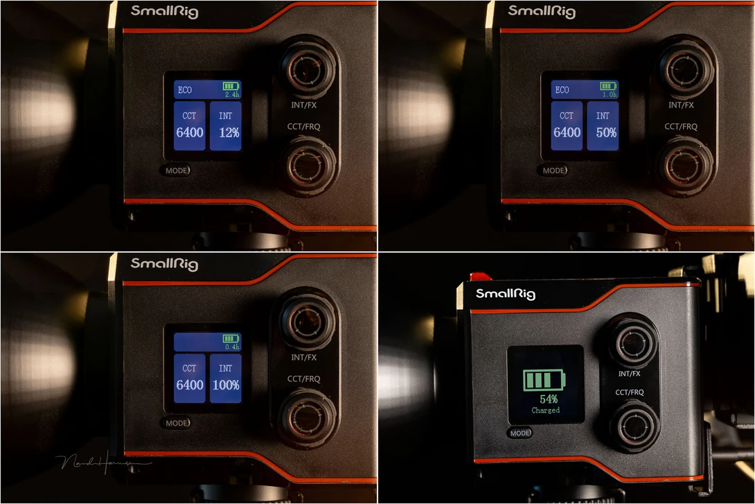 The RC 60B shows the remaining operation time per battery charge.