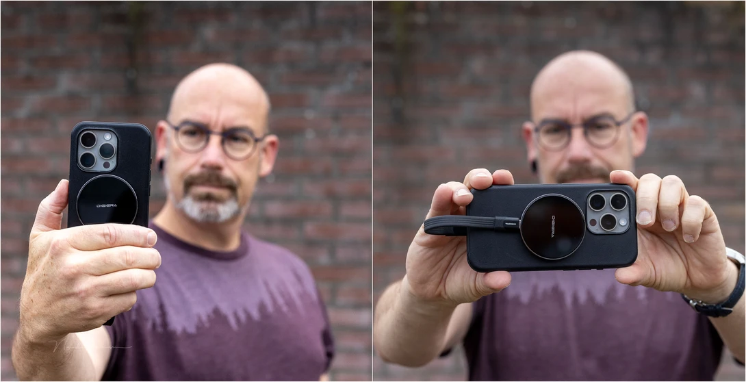 It's made for handheld use, either in normal landscape or for vertical video.