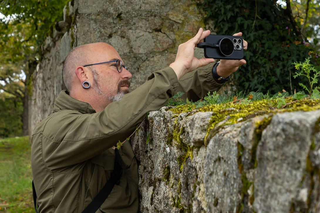 Recording video in 4K 25p at Oradour-sur-Glane in France, on an iPhone 15 Pro with the DigiEra 1TB SSD drive.