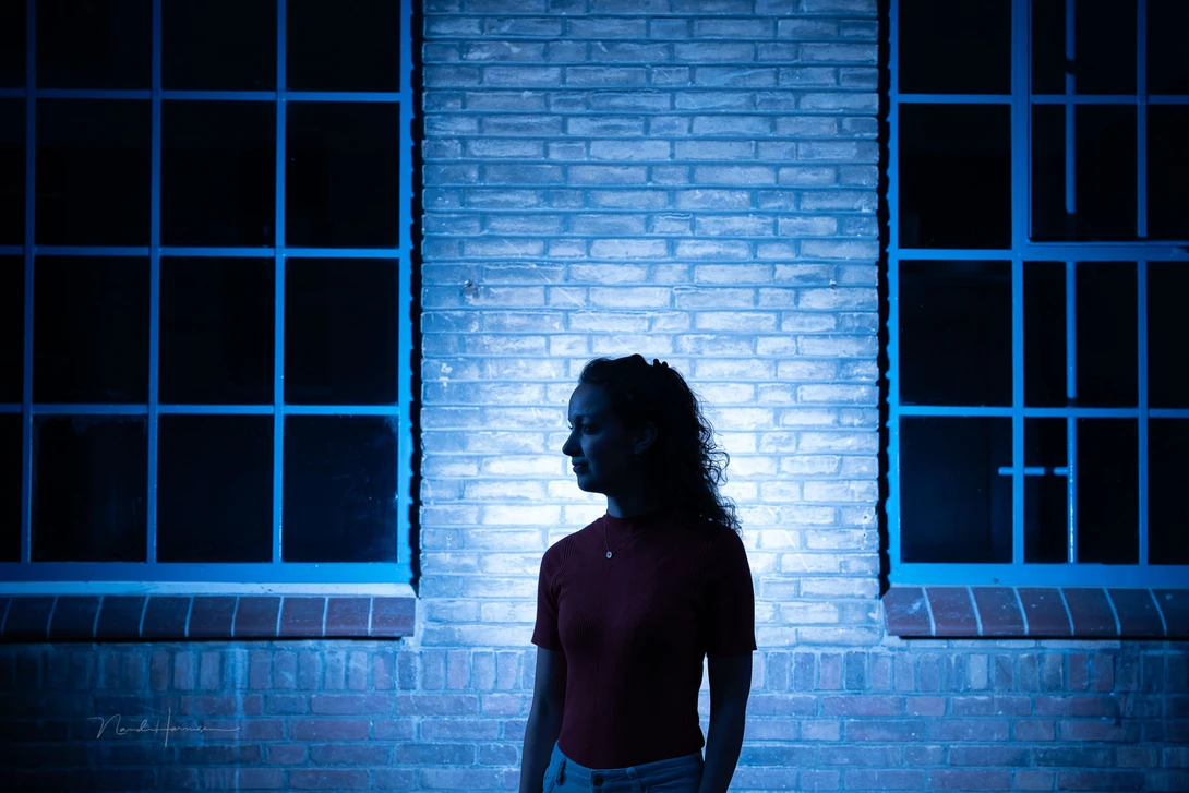 With the white balance set to tungsten, the image is blue in color. This offers a night time look. Or something similar.