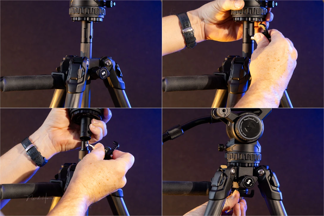 Removing the center column is easy. Be careful not to unscrew the bolt too much.&nbsp;