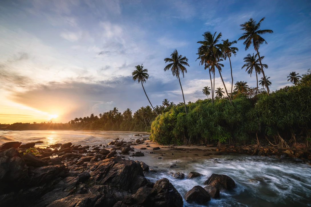 Sunset at Palm Beach near Tangalle