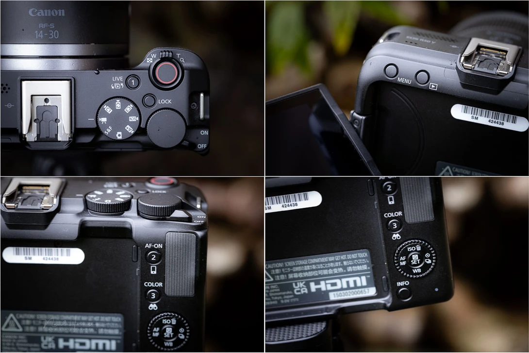 An overview of the buttons on the Canon EOS R50 V
