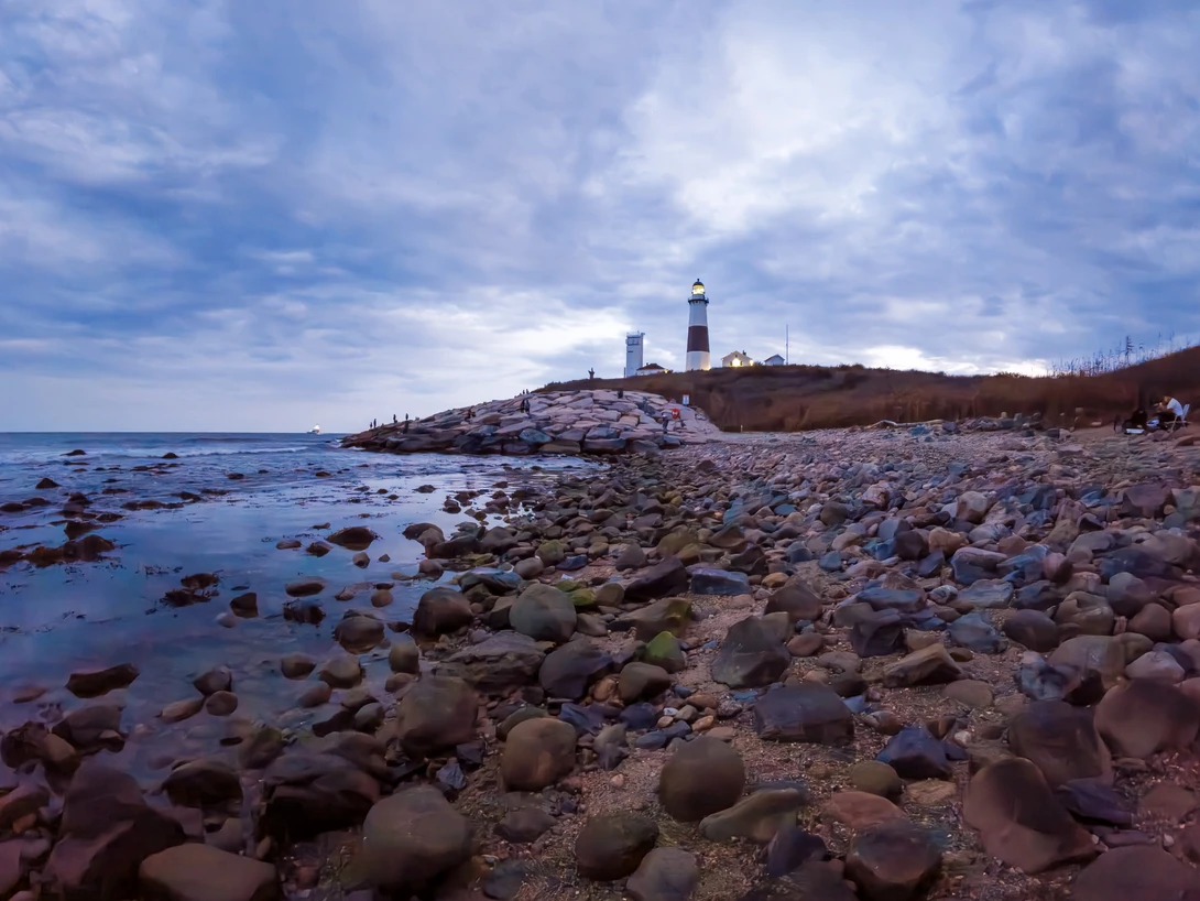 Montauk point at dusk, photographed by the Insta360 GO Ultra.