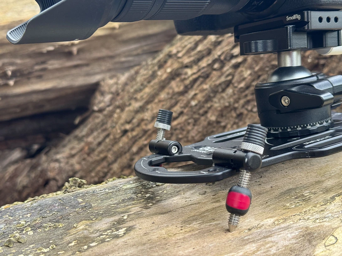 The spikes can be handy for securing the Platypod. But don't use it this way on furniture or a car.