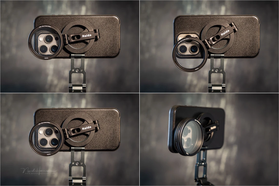 The filter holder can be adjusted in any desired position. The magnetic filters can be stacked.