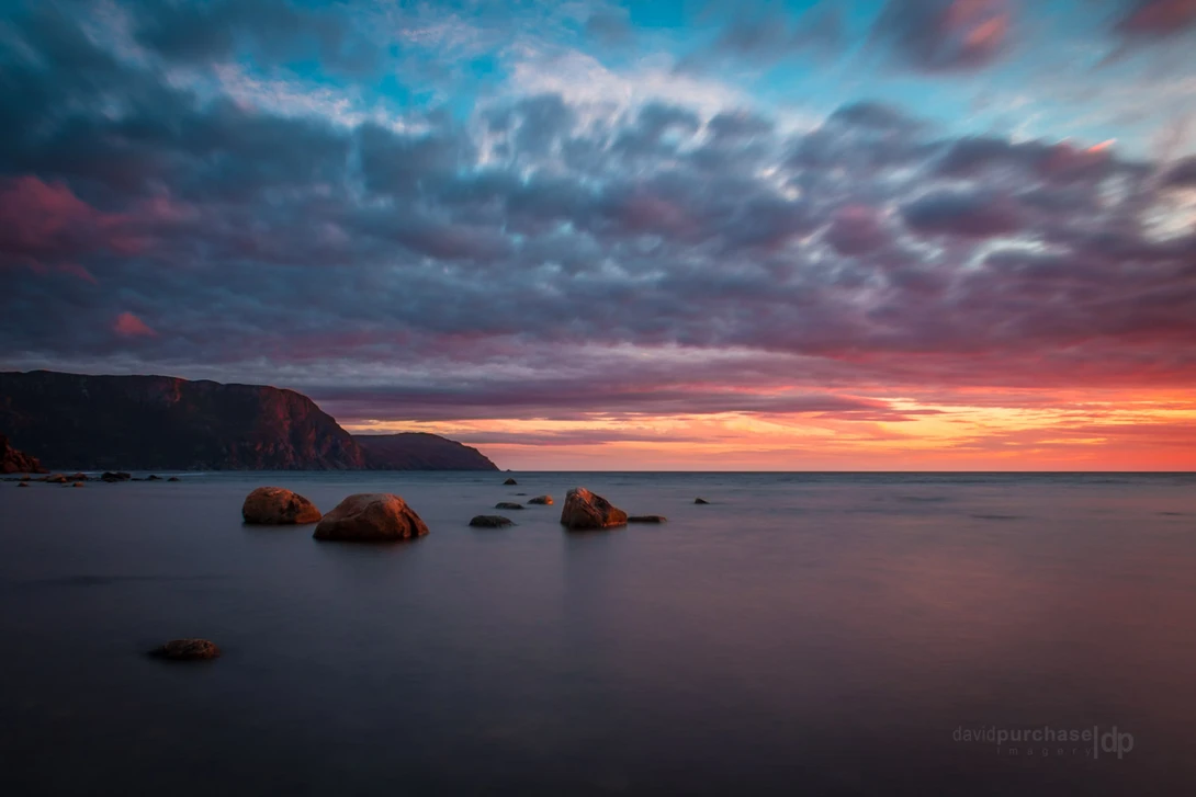 View Sunset Over Rocky Harbour by David Purchase